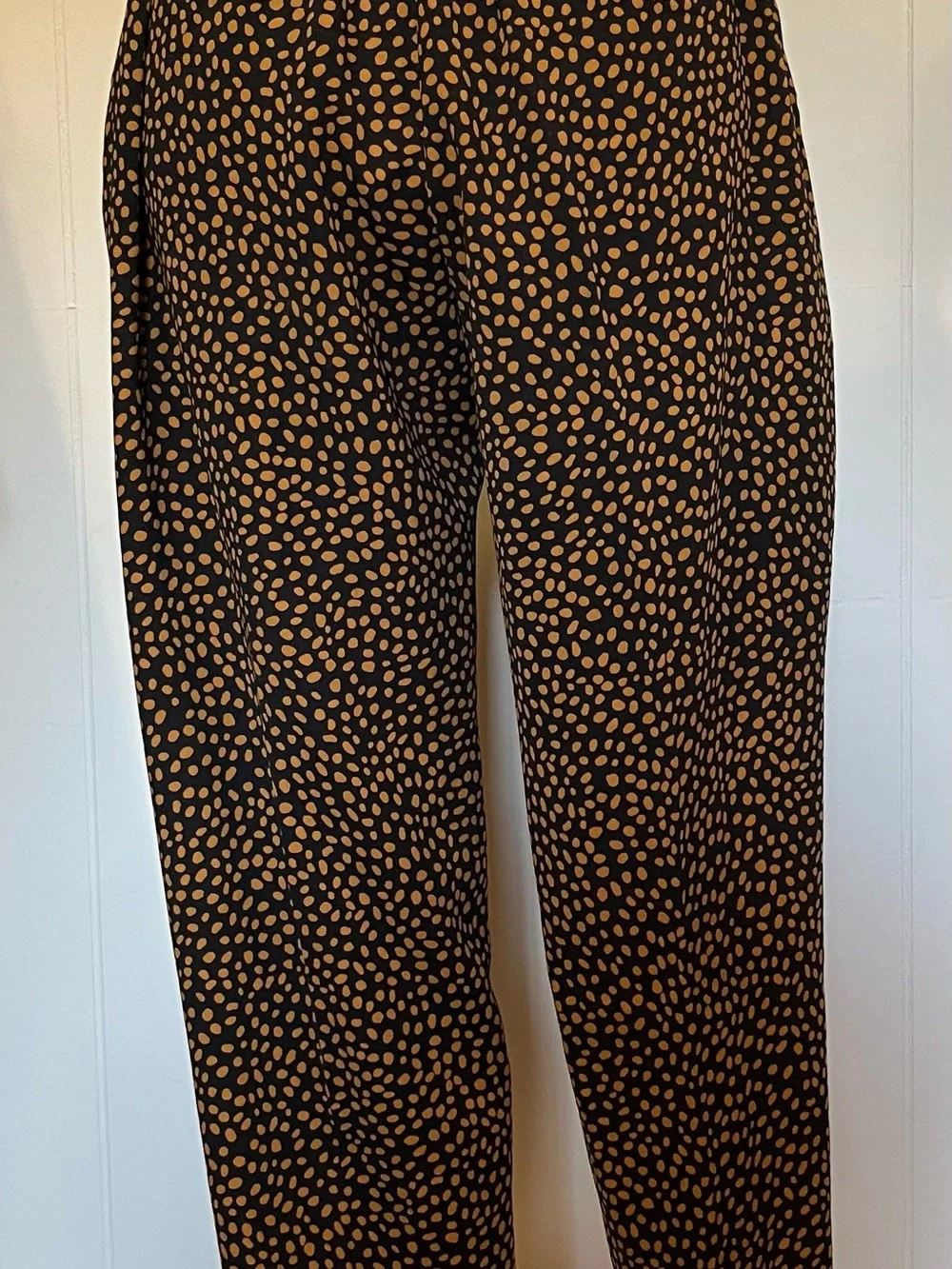 J. Crew Black Pants with Mustard Dot Print